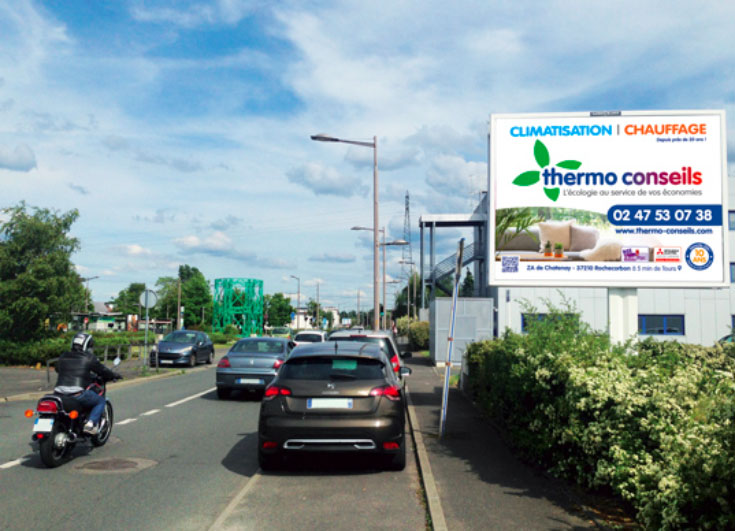 campagne d'affichage Thermo Conseils sur le chauffage et climatisation par pompe a chaleur realise par cep tours paris