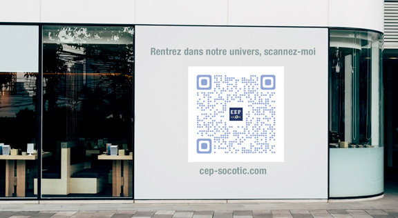 image qr code cep-socotic sur vitrine pour générer des leads