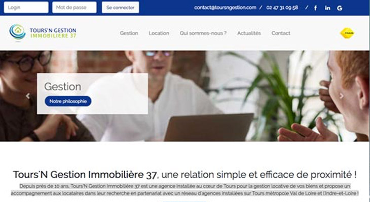 Un site web pour Tours n gestion signé cep Publicité et Socotic Web & digital