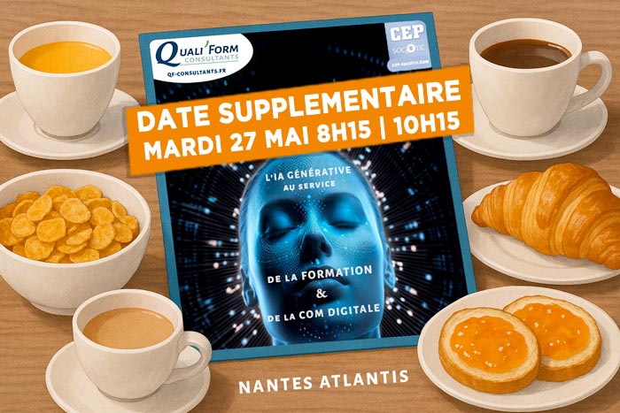 Image Nouvelle date Petit Déjeuner thématique QUALIFORM CONSULTANTS / CEP-SOCOTIC L'IA au service de la formation et de la communication digitale