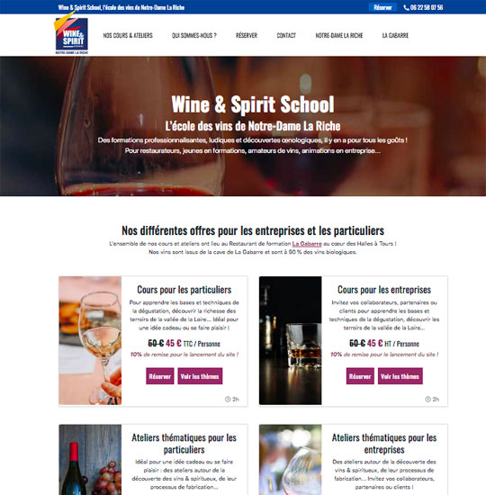 Découvrez le site de l'Ecole des Vins de Notre Dame La Riche réalisé par SOCOTIC